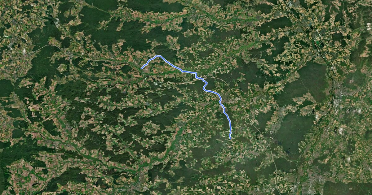 Маршрут Erlangen-Höchstadt Radfernwanderweg A на спутниковом снимке