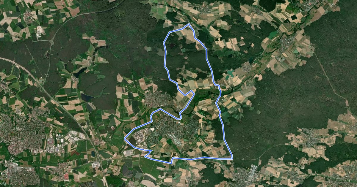 Маршрут Erlangen-Höchstadt Radrundwanderweg 3 на спутниковом снимке