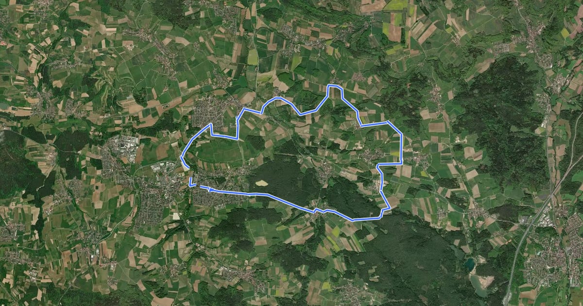 Маршрут Erlangen-Höchstadt Radwanderweg 10 на спутниковом снимке