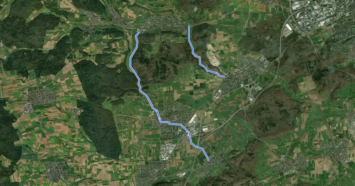 Маршрут Erlebnistour Rundtour Hellgrün на спутниковом снимке