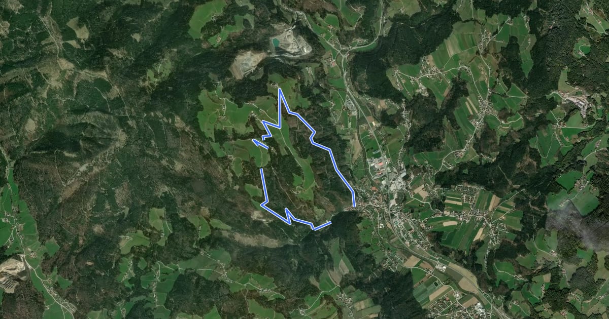 Маршрут Erlebniswanderweg на спутниковом снимке