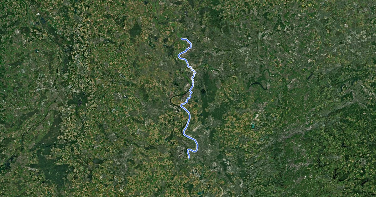 Маршрут Erlebnisweg Rheinschiene (Ost (Nord)) на спутниковом снимке