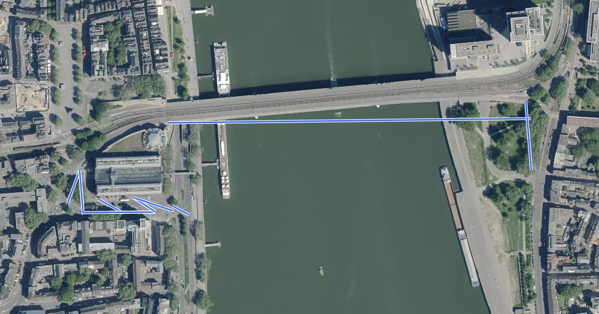 Маршрут Erlebnisweg Rheinschiene - Verbindung Köln Deutzer Brücke на спутниковом снимке