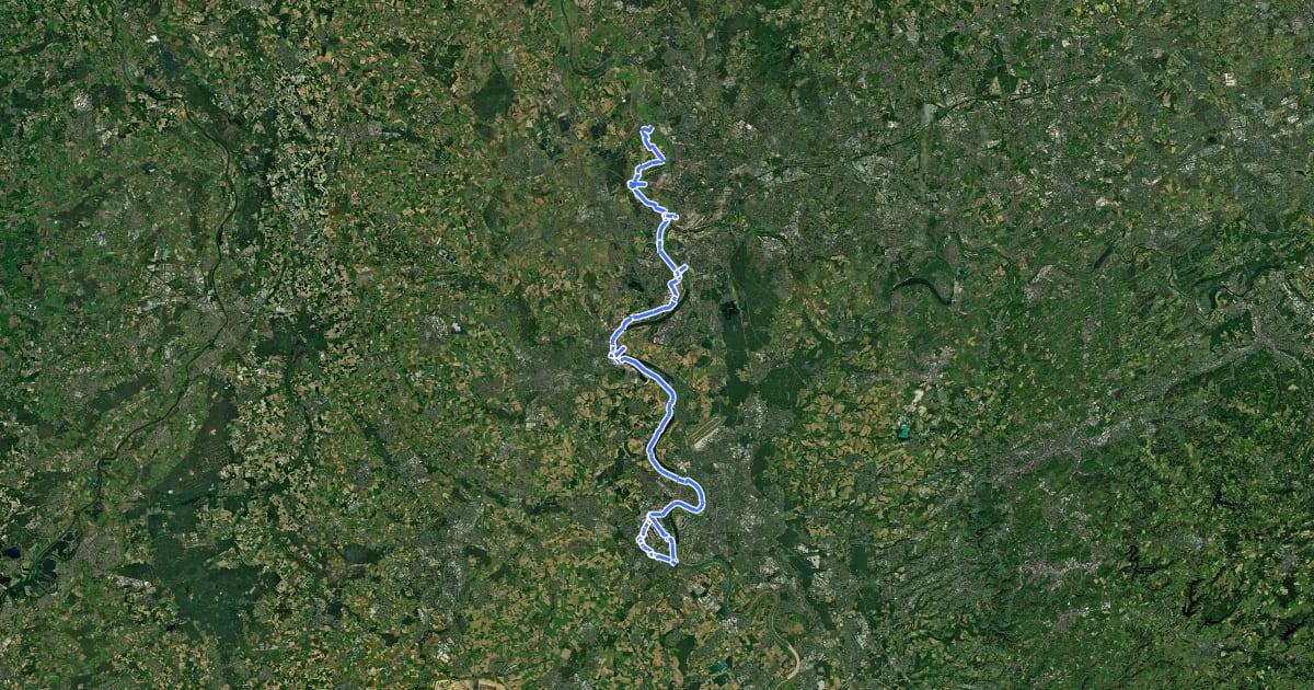 Маршрут Erlebnisweg Rheinschiene (West (Nord)) на спутниковом снимке