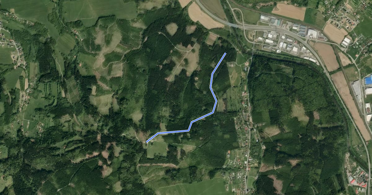 Маршрут Červený trail на спутниковом снимке