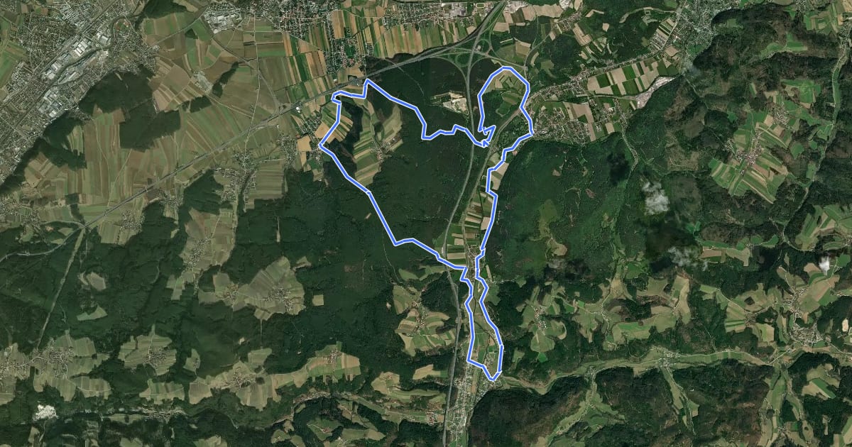 Маршрут Erzherzog Johann Rundwanderweg 4 (EHJ RWW 4) на спутниковом снимке
