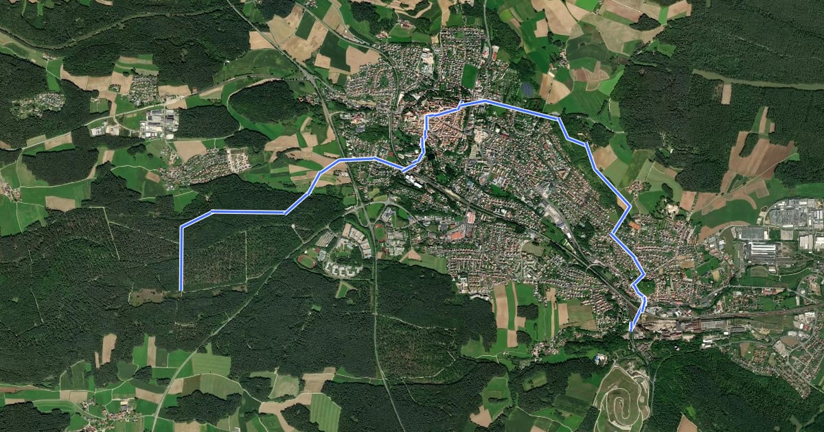 Маршрут Erzweg (4) Wegvarinate in Sulzbach-Rosenberg на спутниковом снимке