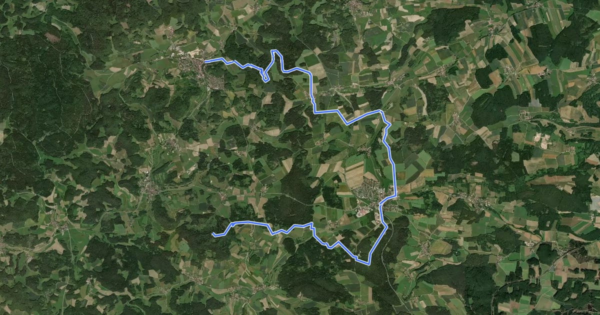 Маршрут Erzweg Edelsfelder Schlaufe на спутниковом снимке