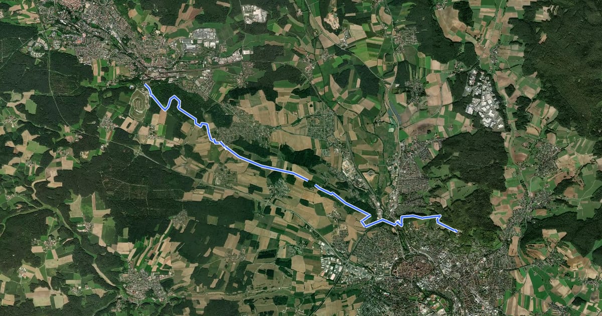 Маршрут Erzweg, Etappe 7: Sulzbach - Amberg на спутниковом снимке