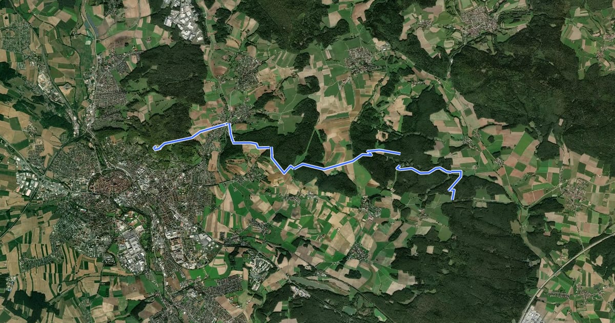 Маршрут Erzweg, Etappe 8: Amberg - Paulsdorf на спутниковом снимке