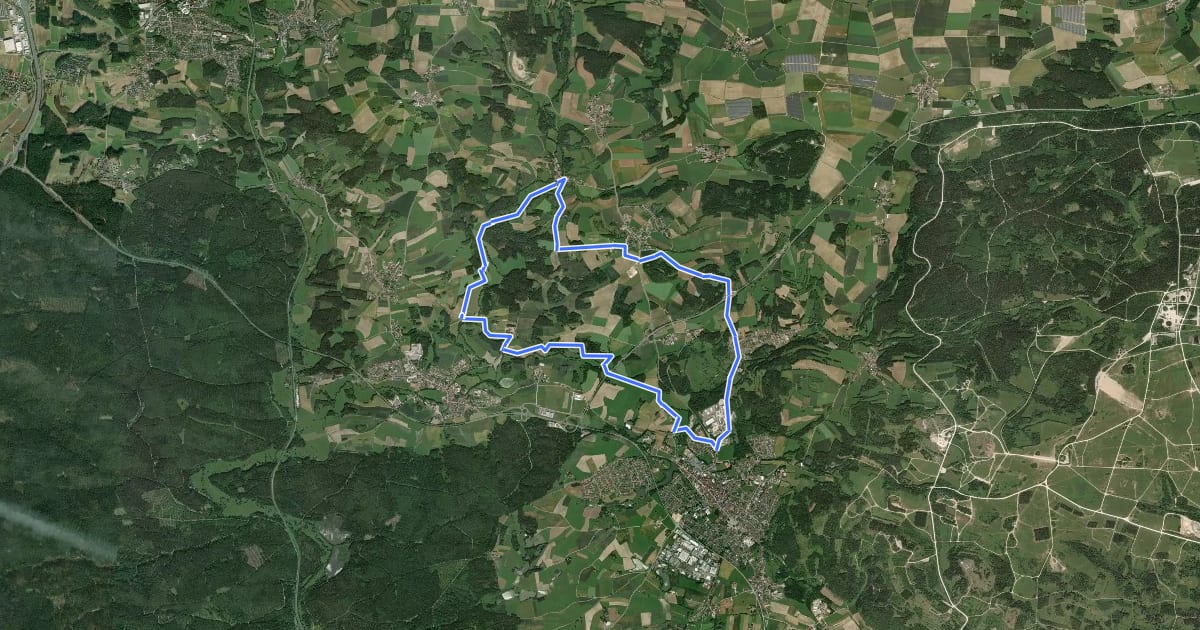 Маршрут Erzweg, Tagestour Auerbach на спутниковом снимке