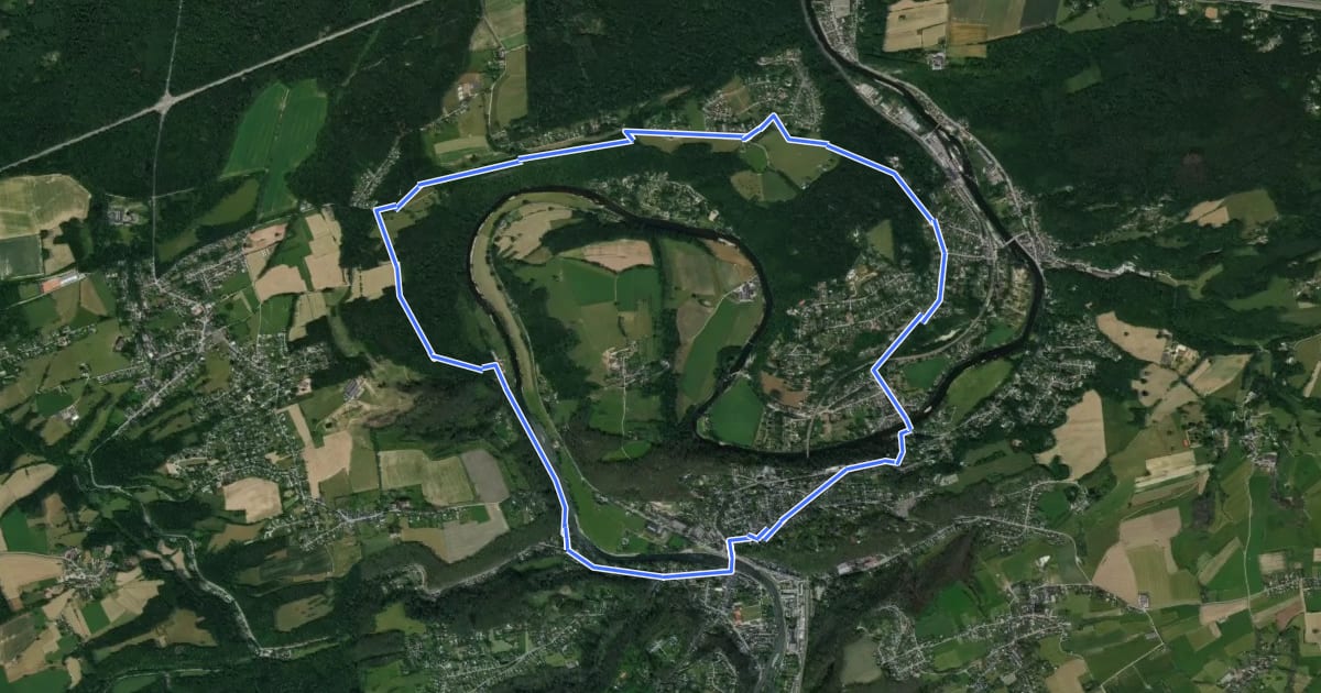 Маршрут ES06 Esneux - Circuit de la Roche-aux-Faucons на спутниковом снимке