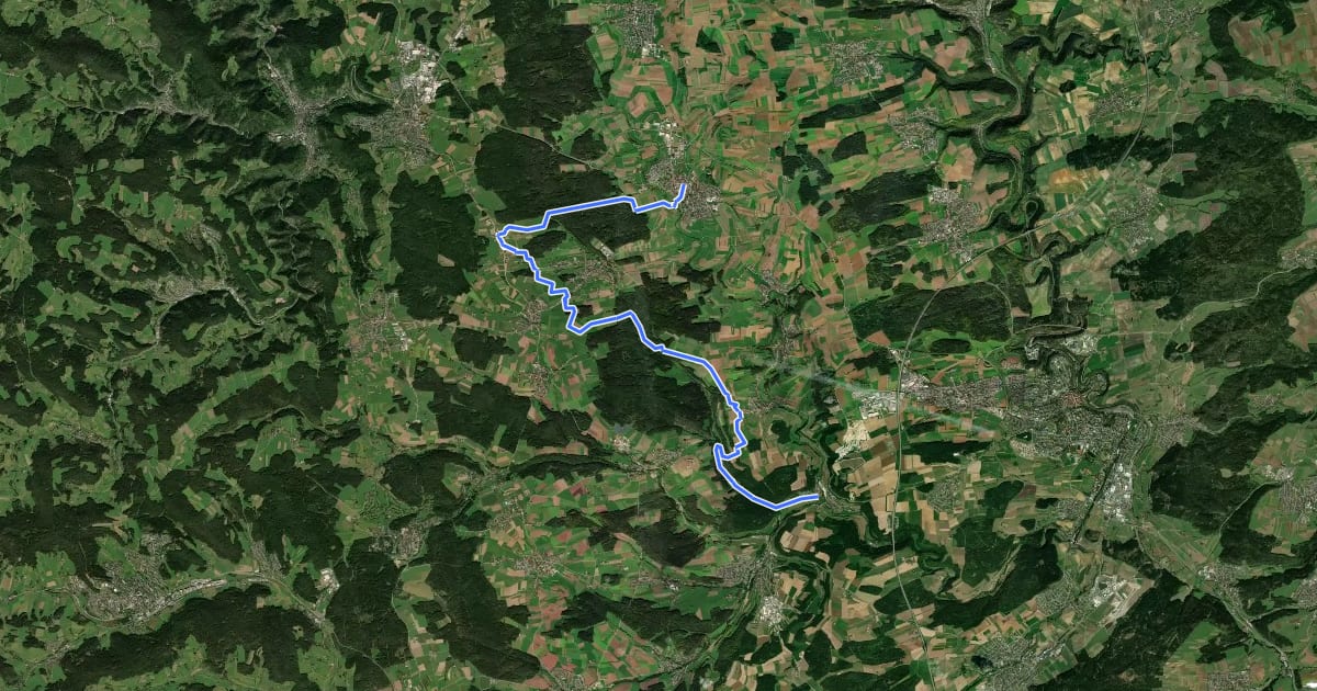 Маршрут Eschachweg (Teufenbach-Variante) на спутниковом снимке