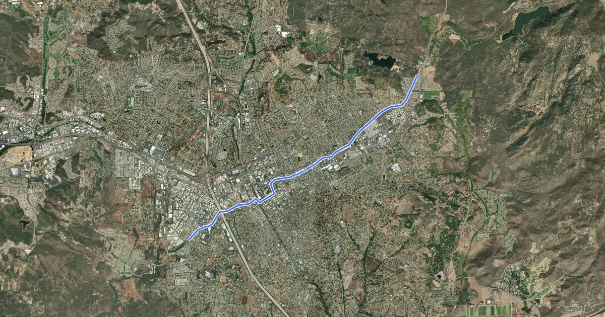 Маршрут Escondido Creek Trail на спутниковом снимке