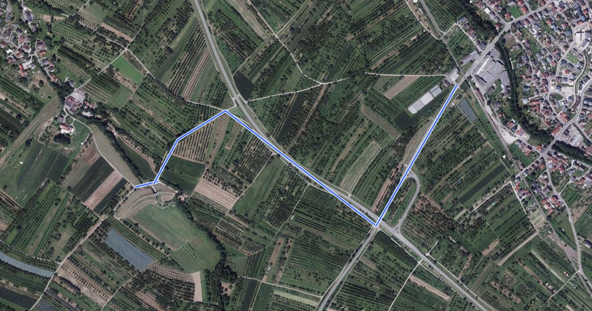 Маршрут Eselsgasse - Oberachern Bahnhof на спутниковом снимке