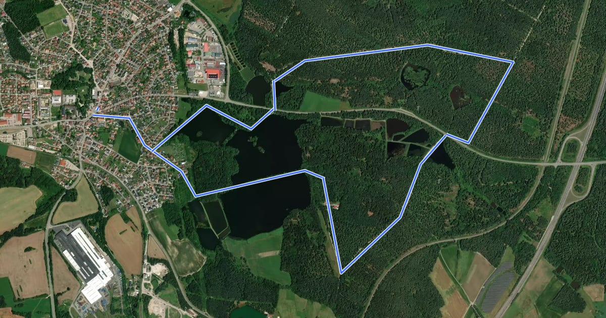 Маршрут Eselweiherrunde (Blaue 12) на спутниковом снимке