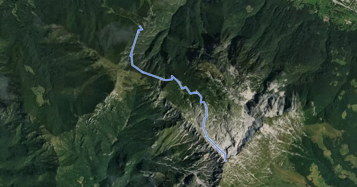 Маршрут Esino - Rifugio Brioschi на спутниковом снимке