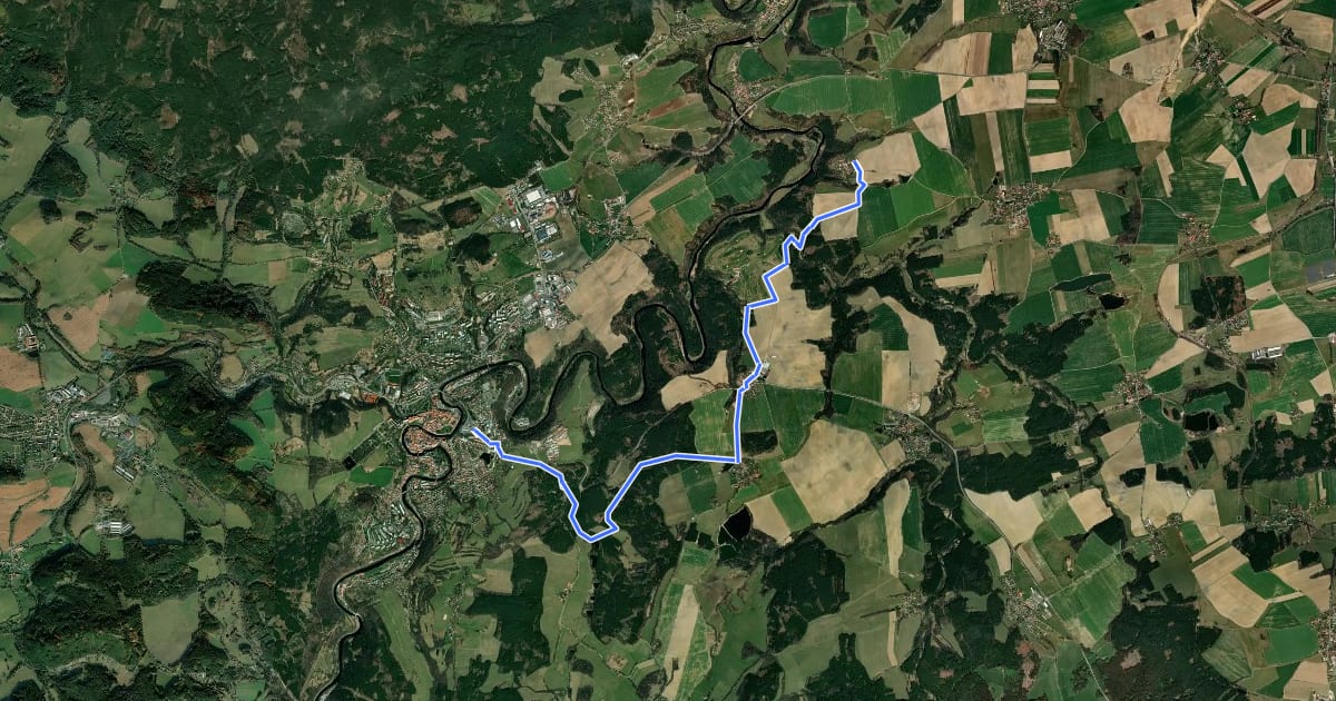 Маршрут [Ž] Český Krumlov (bus) - Černice на спутниковом снимке