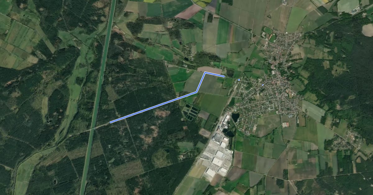 Маршрут ESK Rampe Ost Knesebeck (31) - WHH Knesebeck Bahnhofstraße X Gifhorner Straße (32) на спутниковом снимке