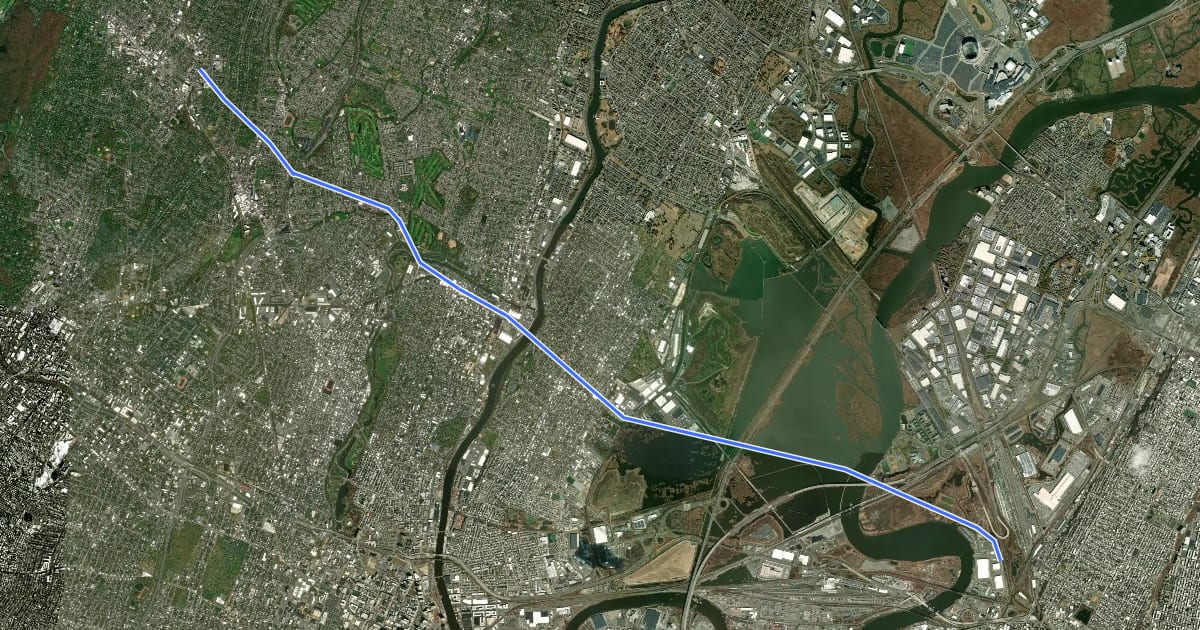Маршрут Essex-Hudson Greenway на спутниковом снимке
