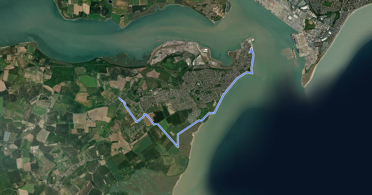 Маршрут Essex Way (Ramsey to Harwich) на спутниковом снимке