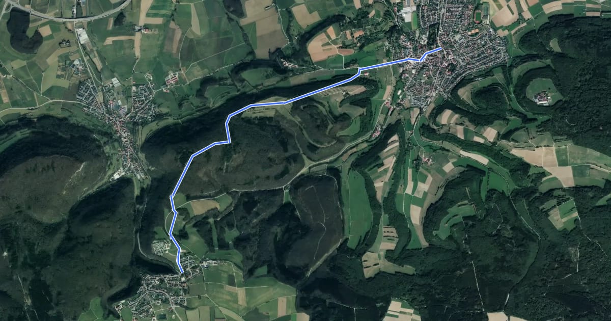 Маршрут Essingen - Prinzeck - Lauterburg на спутниковом снимке