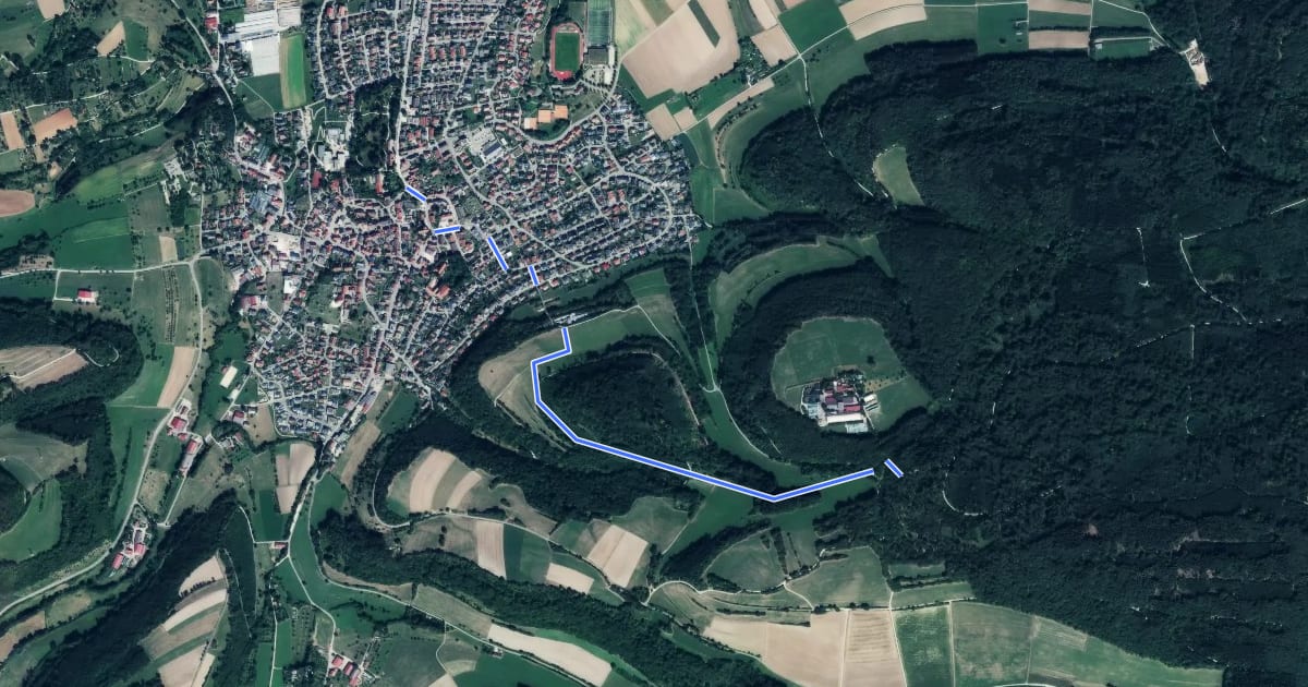 Маршрут Essingen - Teußenberg на спутниковом снимке