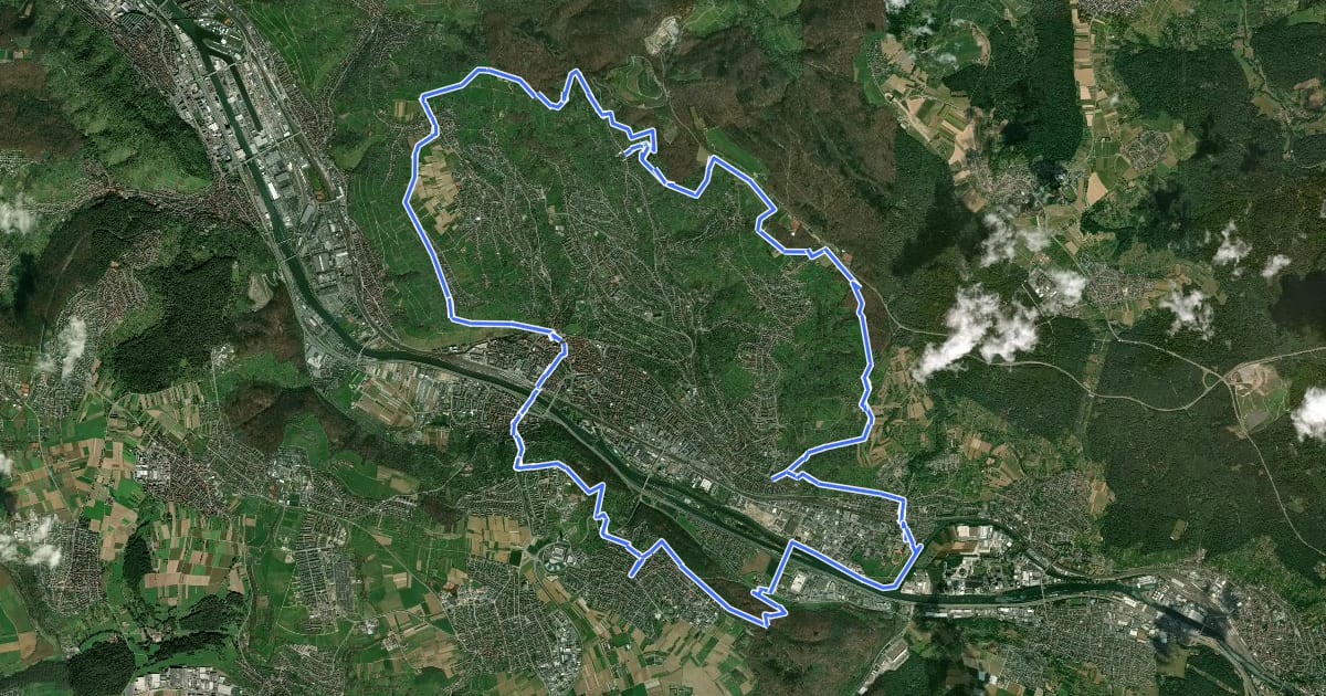 Маршрут Esslinger Höhenweg на спутниковом снимке