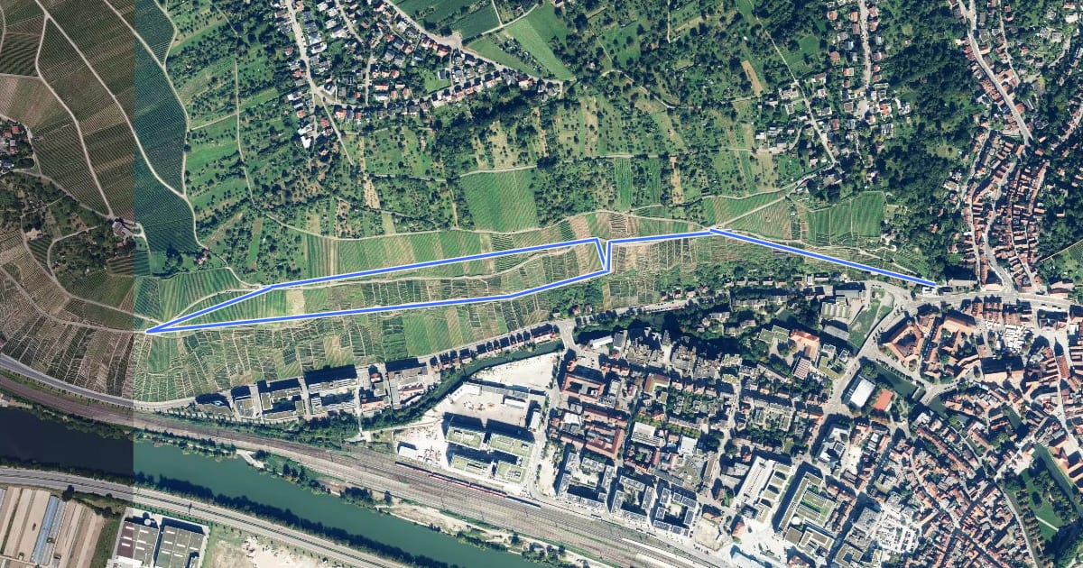 Маршрут Esslinger Weinerlebnisweg на спутниковом снимке