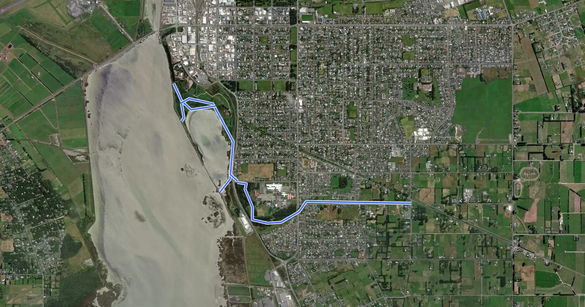 Маршрут Estuary Shared Path на спутниковом снимке
