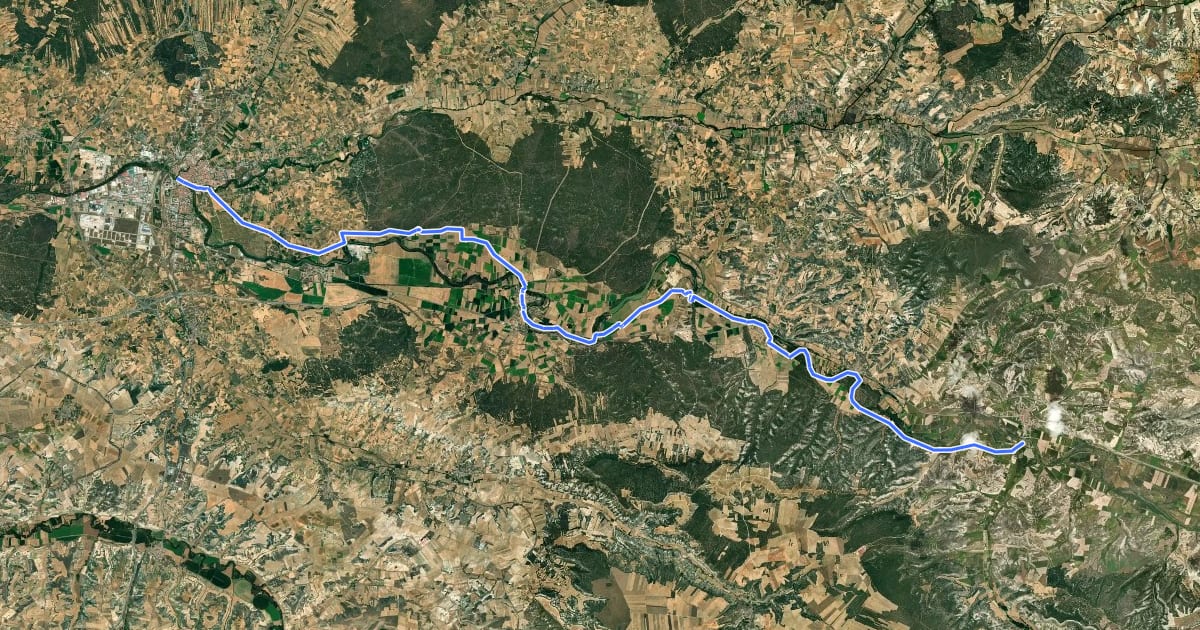 Маршрут Etapa 09: Langa de Duero – Aranda de Duero на спутниковом снимке