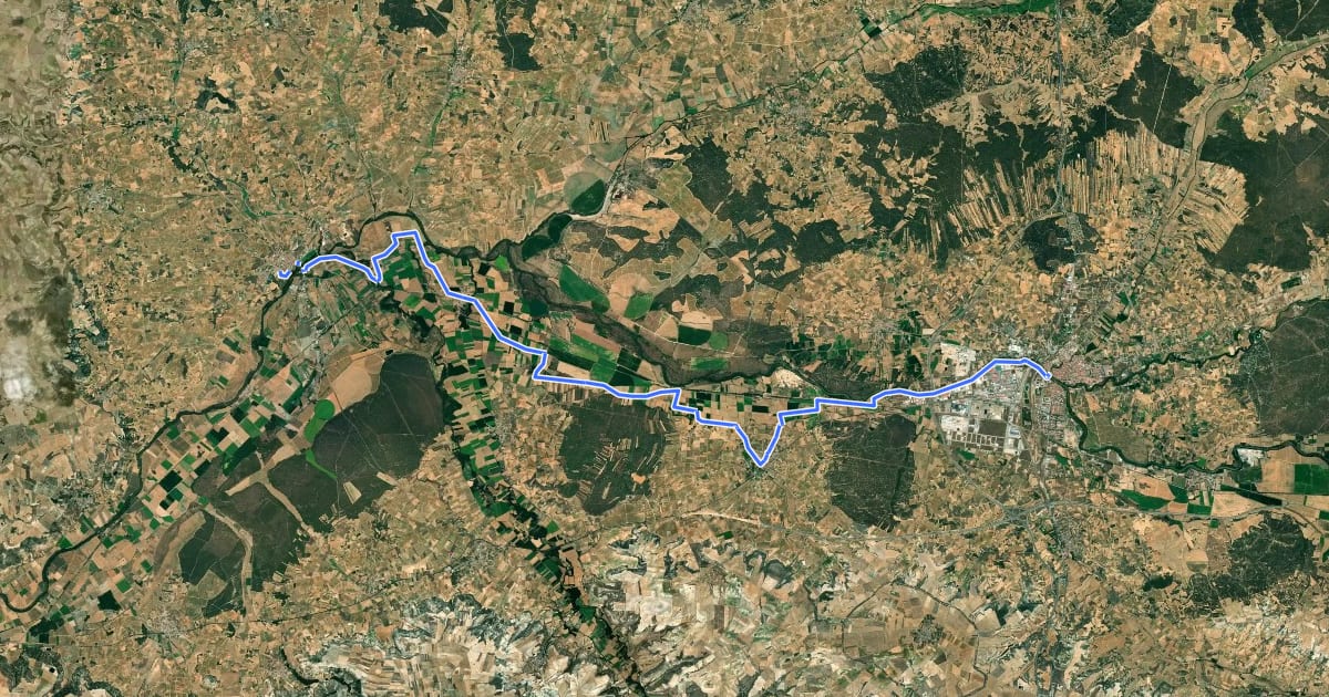 Маршрут Etapa 10: Aranda de Duero – Roa на спутниковом снимке