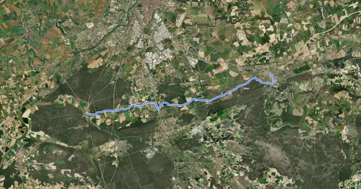 Маршрут Etapa 14: Tudela de Duero – Puente Duero на спутниковом снимке