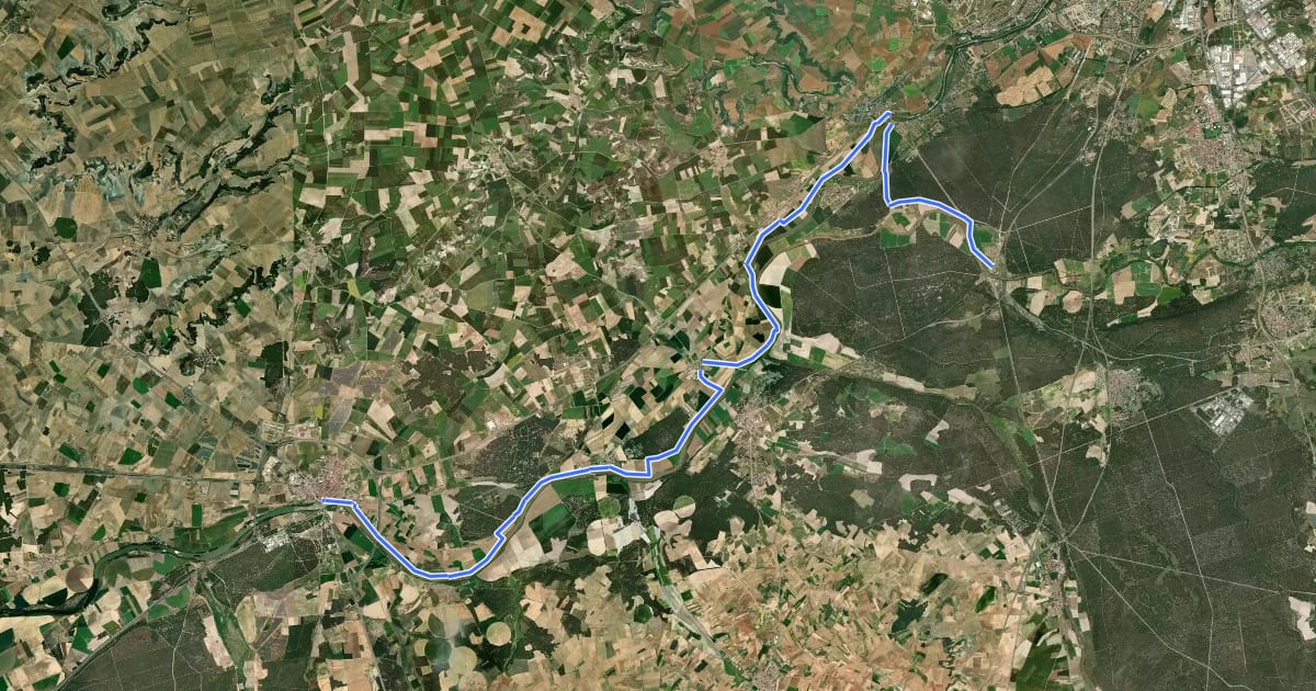 Маршрут Etapa 15: Puente Duero – Tordesillas на спутниковом снимке