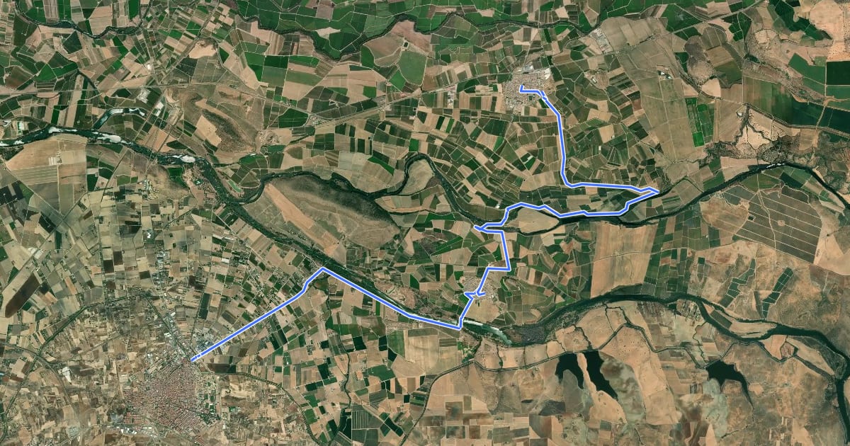 Маршрут Etapa 26: Valdivia - Villanueva de la Serena на спутниковом снимке