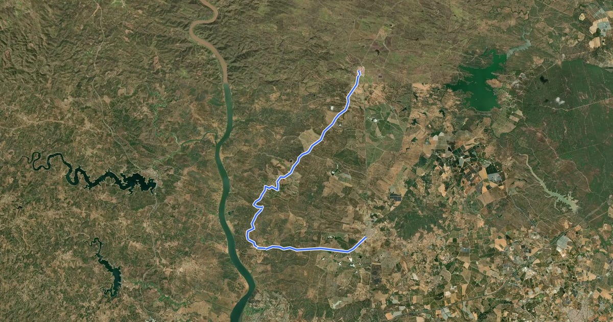Маршрут Etapa 43: San Silvestre de Guzmán - Villablanca на спутниковом снимке