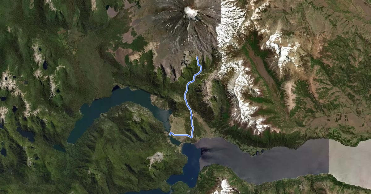 Маршрут Etapa 8: Puerto Canoa – Cara sur volcán Lanín на спутниковом снимке