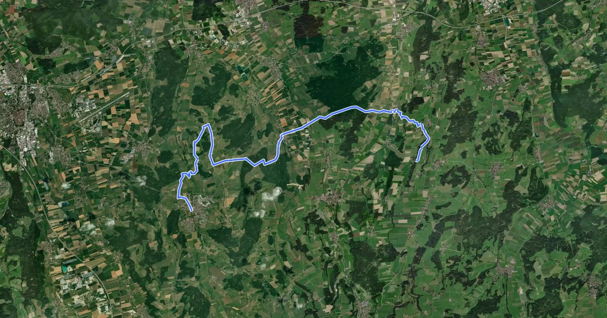 Маршрут Etappe 5 der Wiesengänger Route der Wandertrilogie Allgäu на спутниковом снимке