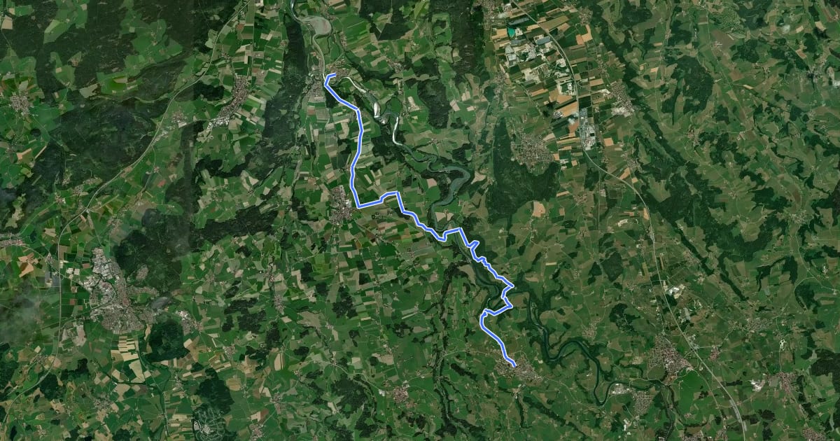 Маршрут Etappe 8 der Wiesengänger Route der Wandertrilogie Allgäu на спутниковом снимке