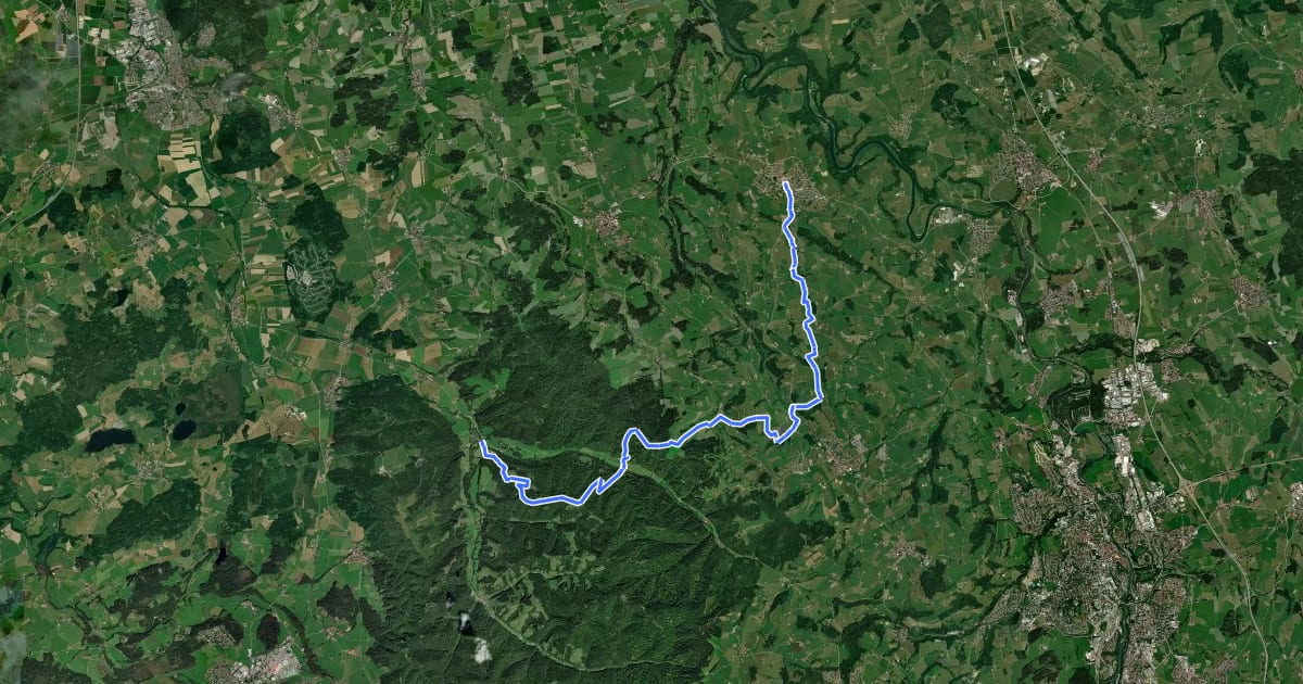 Маршрут Etappe 9 der Wiesengänger Route der Wandertrilogie Allgäu на спутниковом снимке