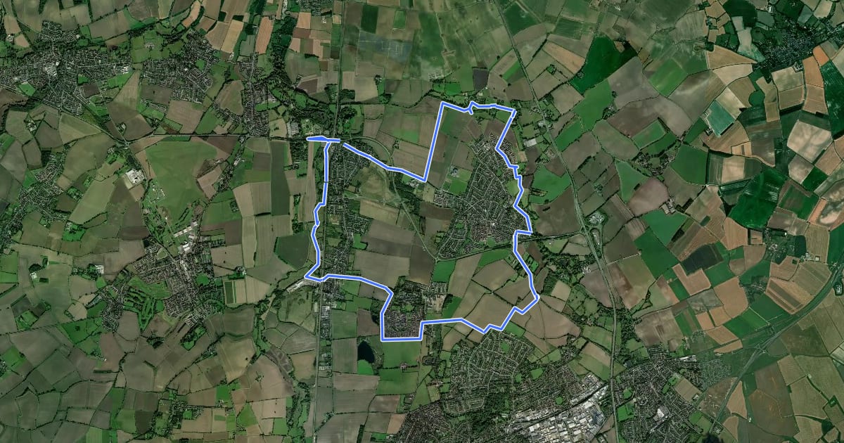 Маршрут Etonbury Green Wheel на спутниковом снимке