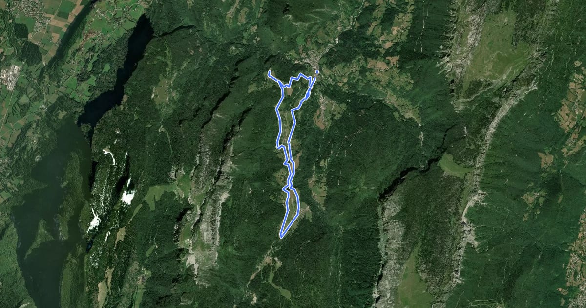 Маршрут Etrip Sous la Dent de l'Ours на спутниковом снимке