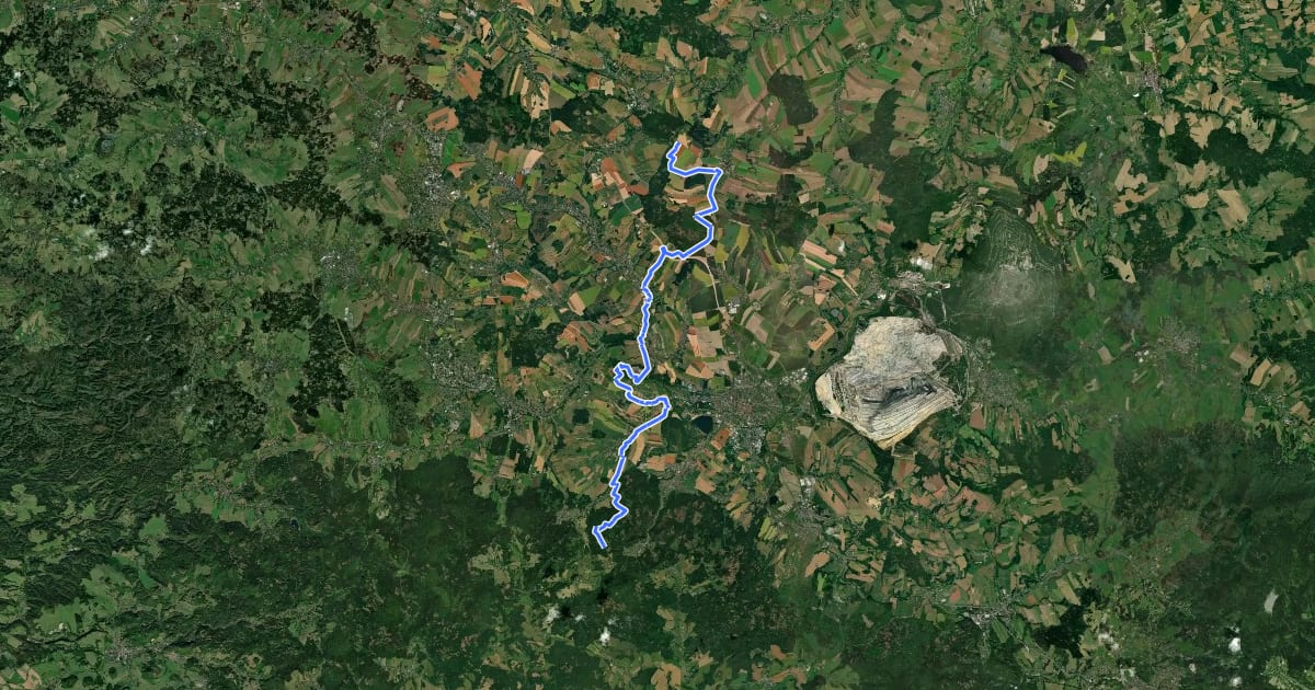 Маршрут Eulkretscham - Jonsberg - Stern (grüner Strich) на спутниковом снимке