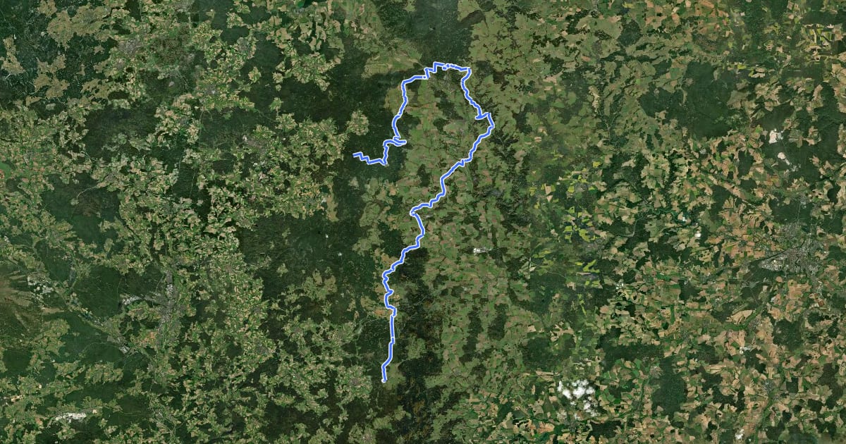 Маршрут Euregio-Egrensis-Radfernweg Bayern-Böhmen CZ на спутниковом снимке