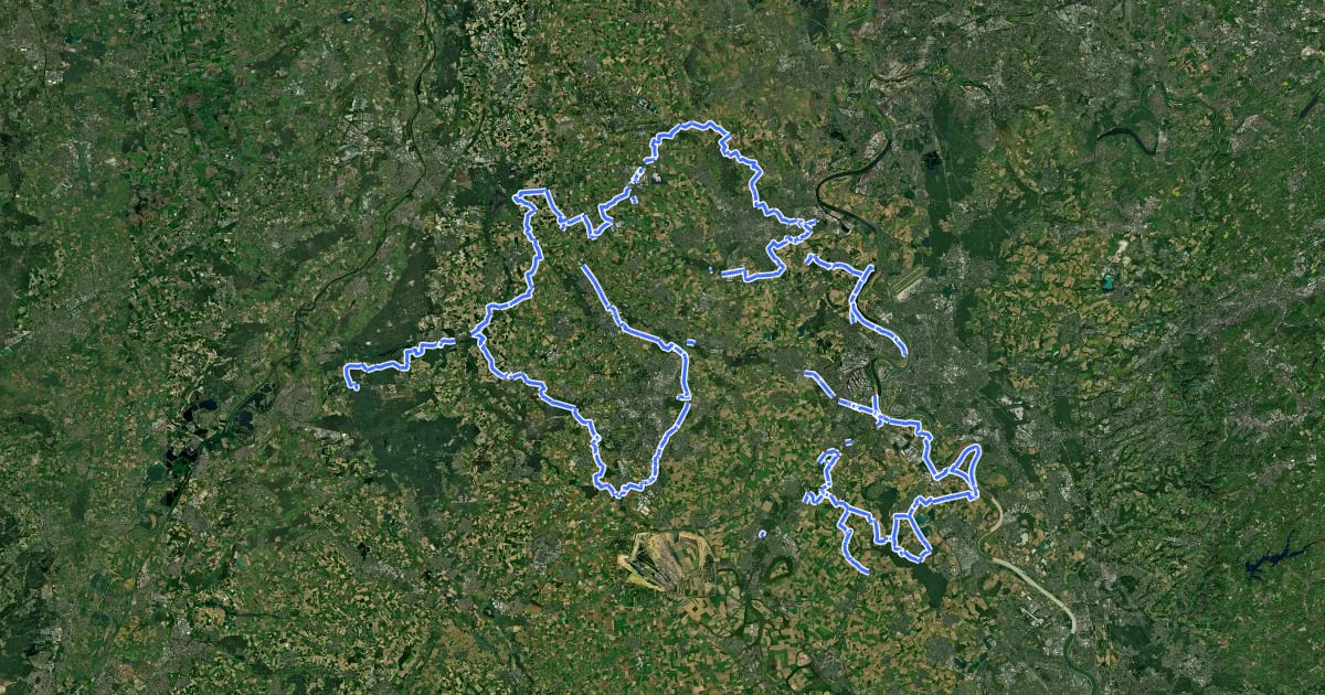 Маршрут Euroga Radwege (West) на спутниковом снимке