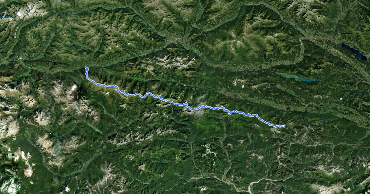 Маршрут Europäischer Fernwanderweg E10 (Nassfeld - Silian) на спутниковом снимке