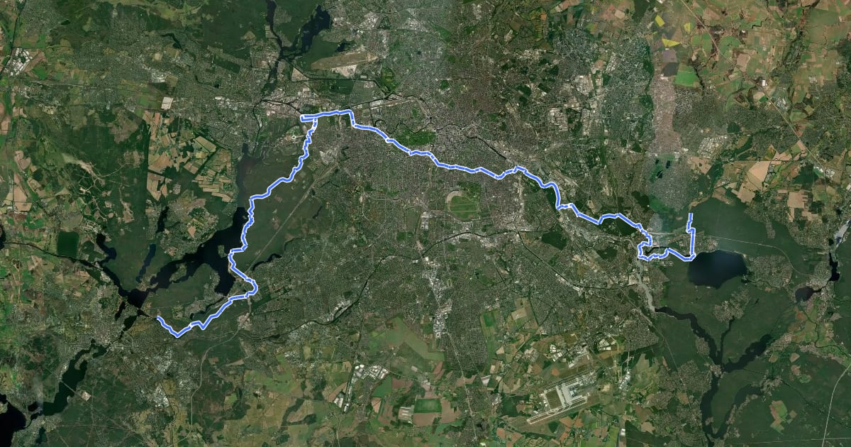 Маршрут Europäischer Fernwanderweg E11, Berlin на спутниковом снимке