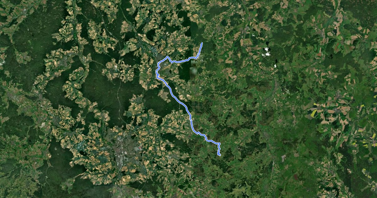 Маршрут Europäischer Fernwanderweg E3 (Nordroute Thüringen) на спутниковом снимке
