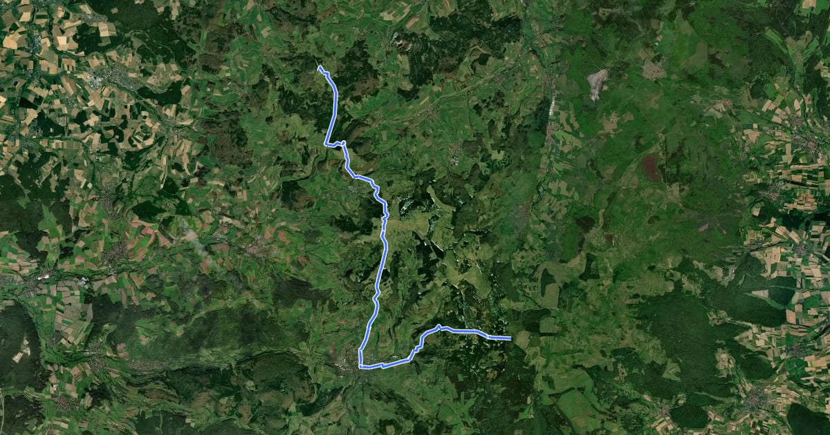 Маршрут Europäischer Fernwanderweg E3 und E6, Hessische Rhön (Milseburg - Heidelstein) на спутниковом снимке
