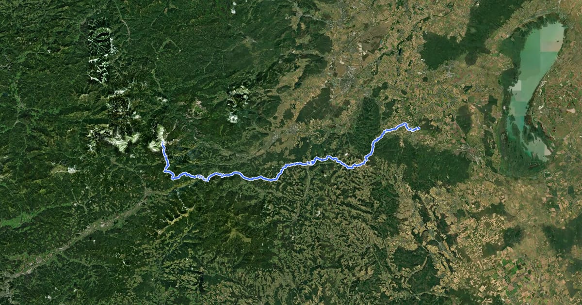 Маршрут Europäischer Fernwanderweg E4 alpin (Rax -Mattersburg) на спутниковом снимке